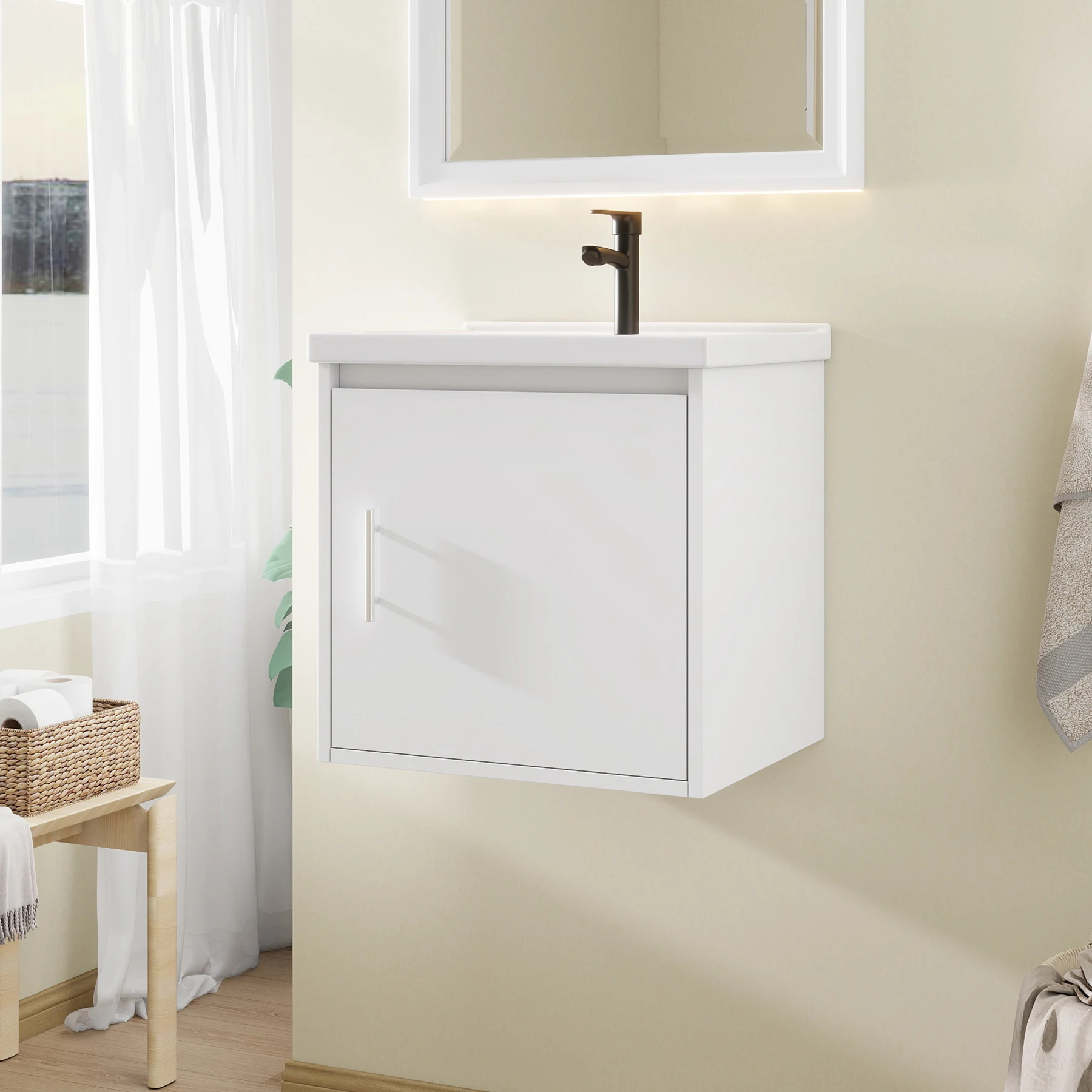 20-inch Floating Vanity with Ceramic Sink