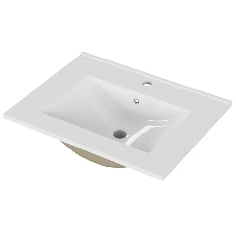 24-inch Ceramic Bathroom Sink - Glossy White