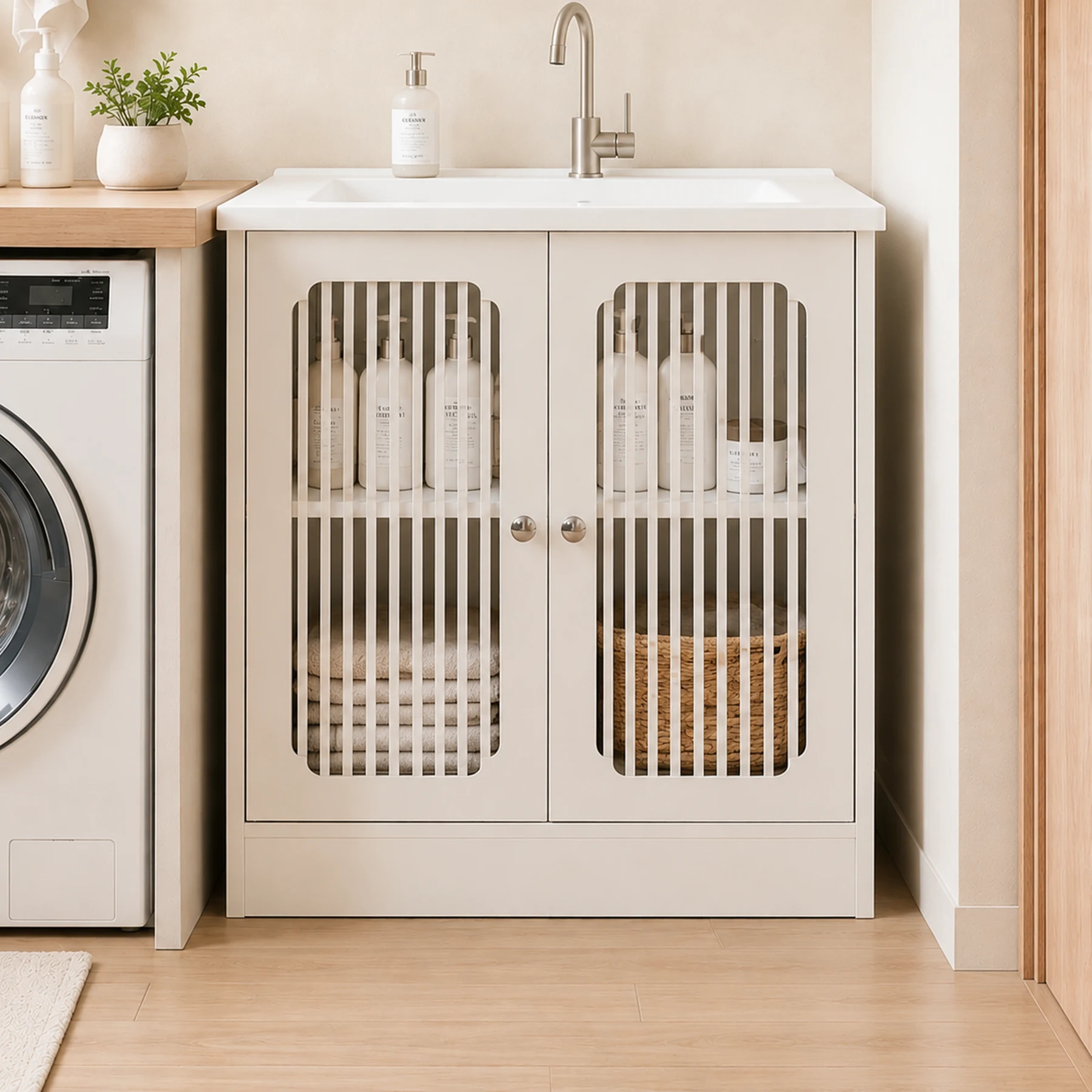 Louvered Vanity Cabinet