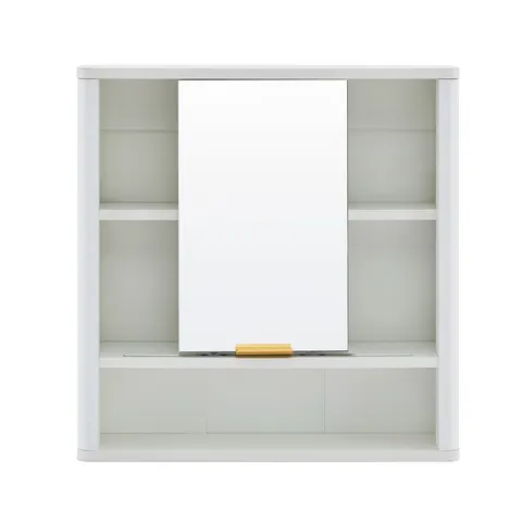 Mirror Cabinet with Open Shelves & Gold Accent - image 14