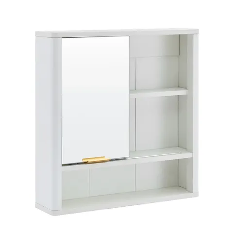 Mirror Cabinet with Open Shelves & Gold Accent - image 15