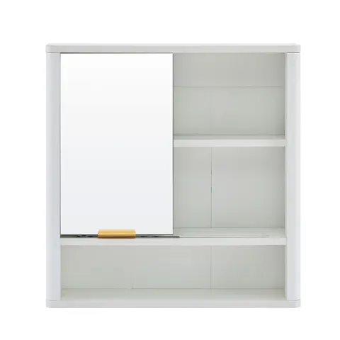 Mirror Cabinet with Open Shelves & Gold Accent - image 17