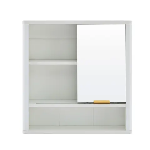 Mirror Cabinet with Open Shelves & Gold Accent - image 19
