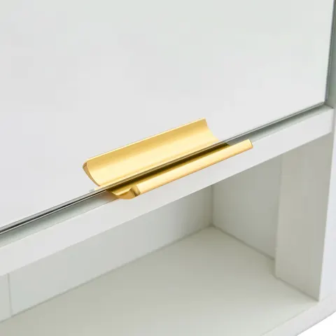 Mirror Cabinet with Open Shelves & Gold Accent - image 26