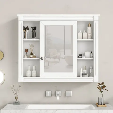 Mirror Cabinet with Six Open Shelves - image 3