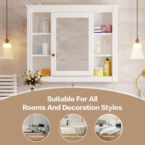 Mirror Cabinet with Six Open Shelves - image 5