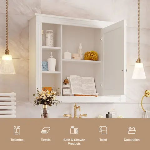 Mirror Cabinet with Six Open Shelves - image 6