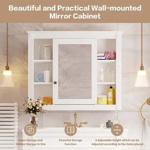 Mirror Cabinet with Six Open Shelves - image 8