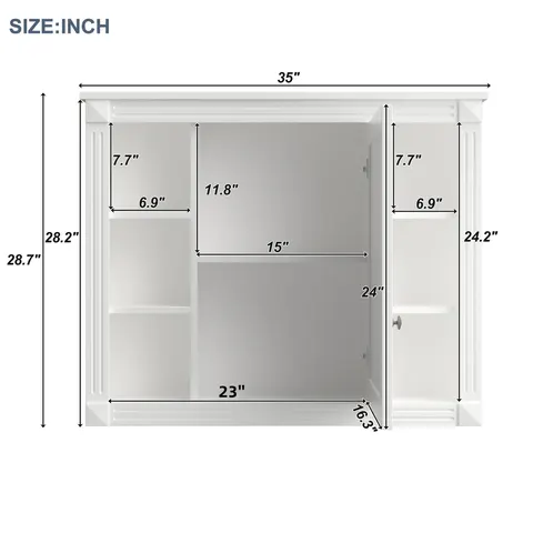 Mirror Cabinet with Six Open Shelves - image 9