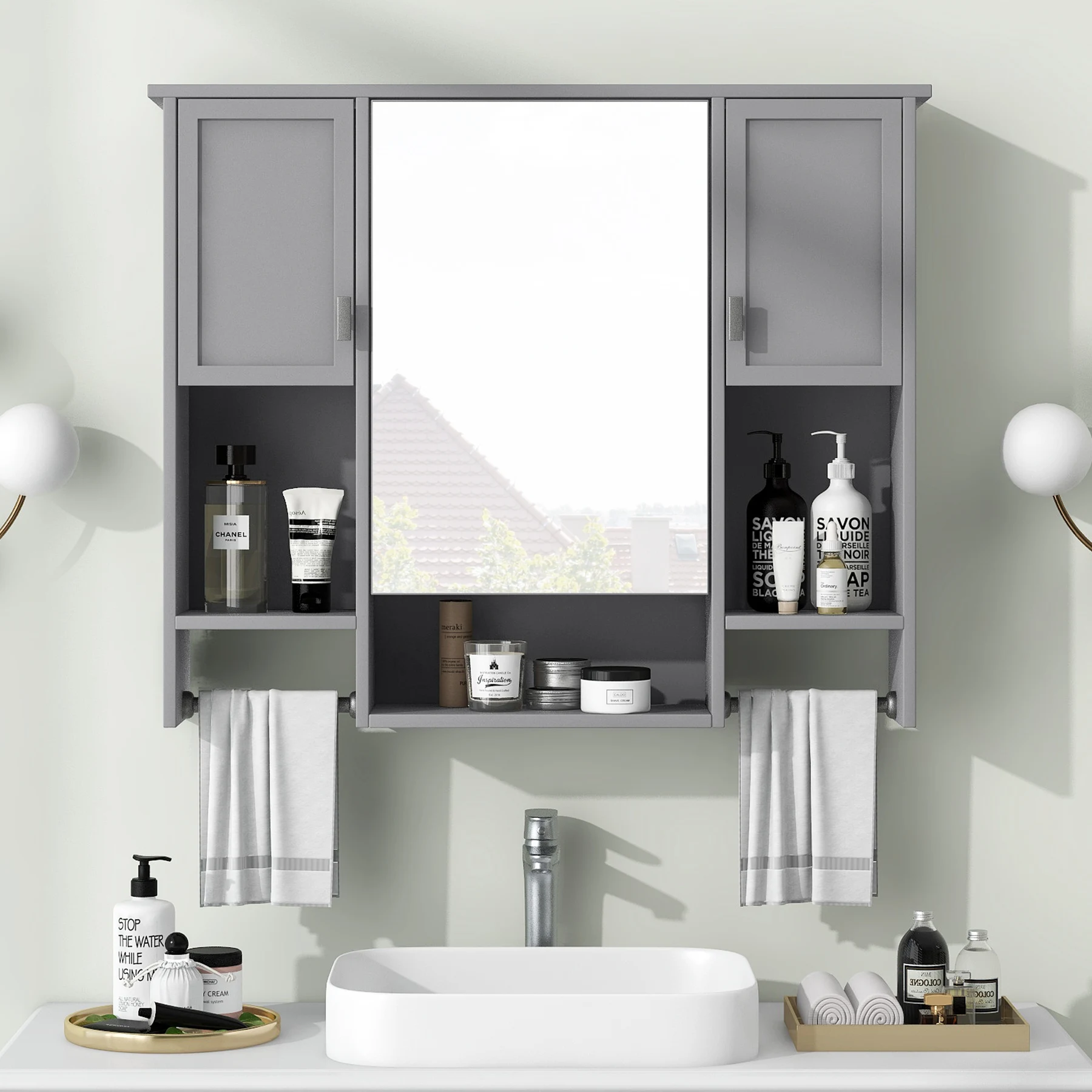 Mirror Cabinet with Towel Bar