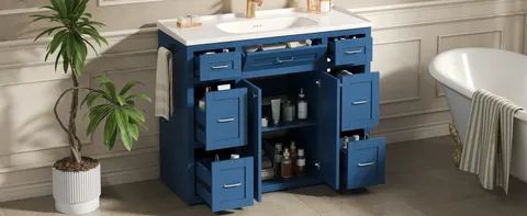 Navy Blue Vanity with Ceramic Sink - image 3