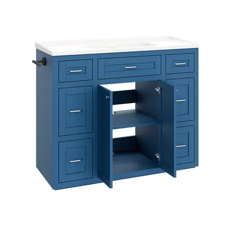 Navy Blue Vanity with Ceramic Sink - image 5