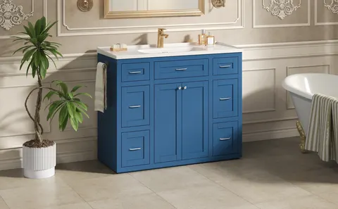 Navy Blue Vanity with Ceramic Sink - image 6