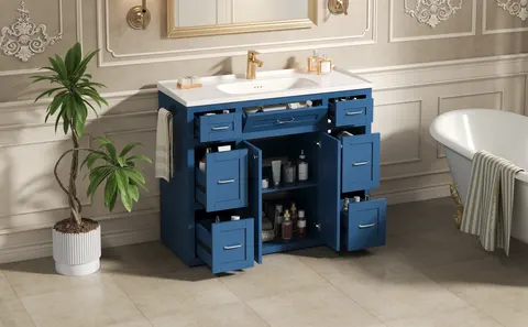 Navy Blue Vanity with Ceramic Sink - image 7