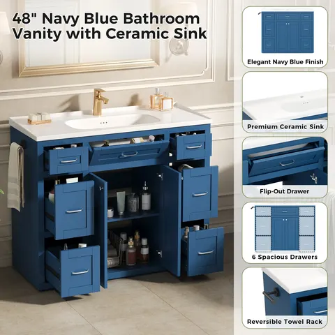 Navy Blue Vanity with Ceramic Sink - image 13