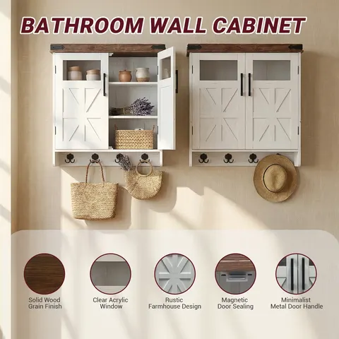 Wall Cabinet with Adjustable Shelves & Hooks - image 6